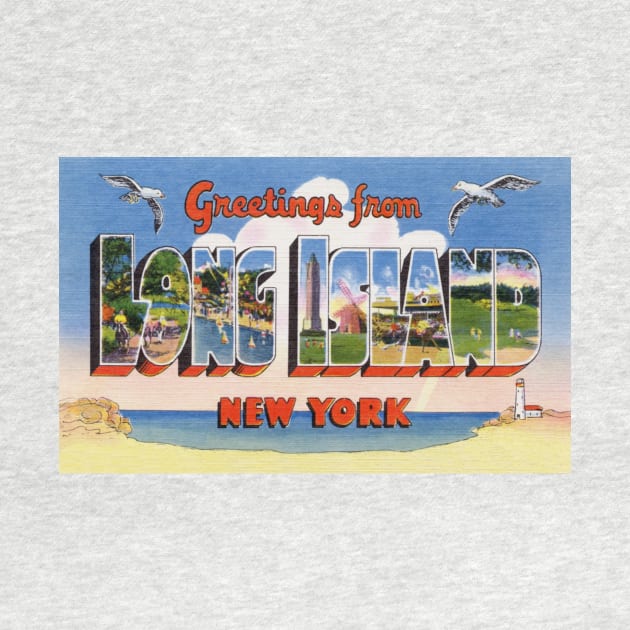 Greetings from Long Island, New York - Vintage Large Letter Postcard by Naves